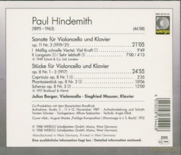 Julius Berger - cello, Siegfried Mauser - p: Werke für Cello und Klavier vol. 1 [CD]