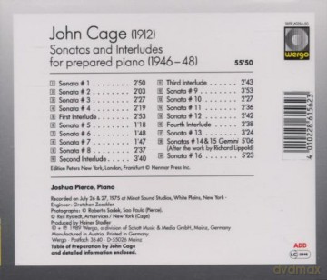 Joshua Pierce - p: Sonatas and Interludes for Prepared Piano [CD]