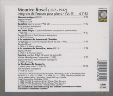 Begona Uriarte - piano, Karl-Hermann Mrongovius - piano: Intégrale de l'oeuvre pour piano vol. 3 [CD]