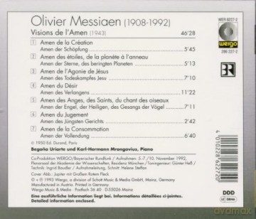 Begona Uriarte - piano, Karl-Hermann Mrongovius - piano: Visions de l'Amen [CD]