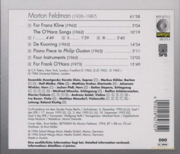 Ensemble Avantgarde, Roland Kluttig - cond: For Franz Kline, For Frank O'Hara, De Kooning, Piano Piece to Philip Guston [CD]