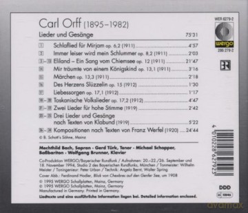 Mechthild Bach - soprano, Gerd Turk - tenor, Michael Schopper - baritone, Wolfgang Brunner - piano: Lieder und Gesänge [CD]