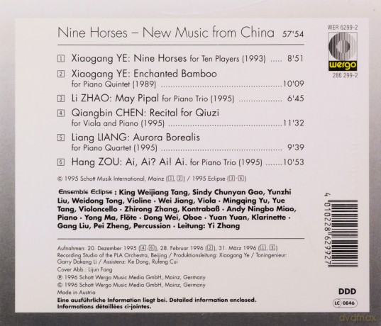 Ensemble Eclipse, Yi Zhang - cond: Nine Horses - New Music from China [CD]