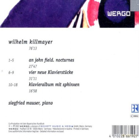 Siegfried Mauser - piano: An John Field. Nocturnes, Vier neue Klavierstücke, Klavieralbum mit Sphinxen [CD]