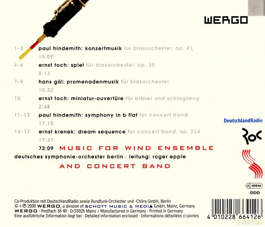 Members of Deutsches Symphonieorchester Berlin, Roger Epple - cond: Music for Wind Ensemble and Concert Band [CD]