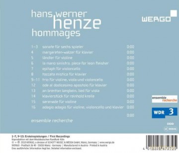 Ensemble Recherche: Hommages [CD]