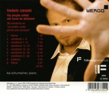 Kai Schumacher - piano: The People United will never be Defeated [CD]