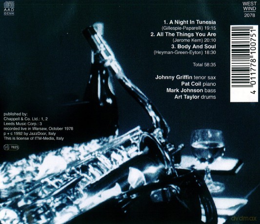 Griffin, Johnny Quartet (P. Coil, M. Johnson, A. Taylor): Unpretentious Delights [CD]