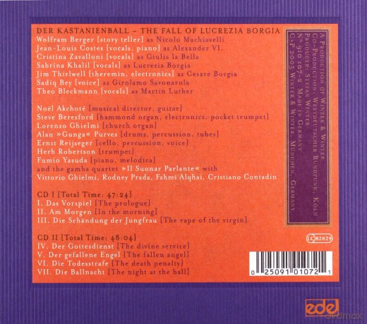 Akchote, Noel; Beresford, Steve; Ghielmi, Lorenzo; Purves, Alan; Reijseger, Ernst; Robertson, Herb; Yasuda, Fumio; Il Suonar Parlante Gamba Quartet; Berger, Wolfgang; Costes, Jean-Louis; Zavalloni, Christina; Khalil, Sabrina; Thirwell, Jim; Bey, Sadiq; Bl