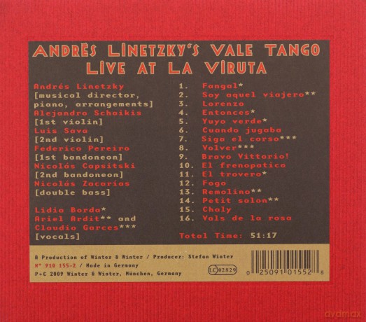 Andres Linetzky's Vale Tango: Live at La Viruta [CD]