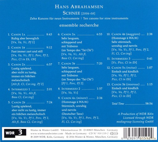 Abrahamsen, Hans: Schnee: ensemble recherche [CD]