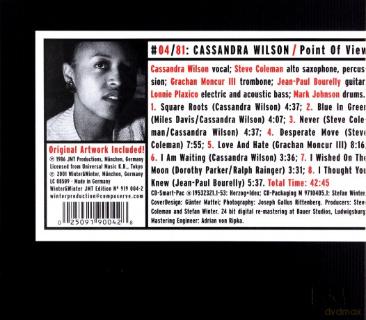 Wilson, Cassandra (S. Coleman, G. Moncour III, J-P. Bourelly, L. Plaxico, M. Johnson): Point of View [CD]