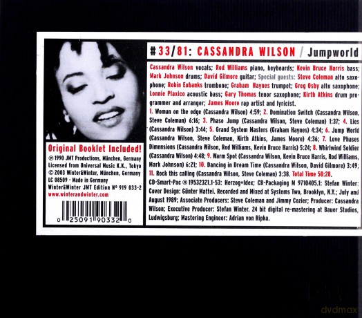 Wilson, Cassandra (R. Williams, K.B. Harris, M. Johnson, D. Gilmore, S. Coleman, R. Eubanks, G. Haynes, G. Osby, L. Plaxico, G. Thomas, K. Atkins, J. Moore): Jumpworld [CD]