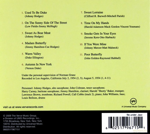 Johnny Hodges: Used To Be Duke [CD]