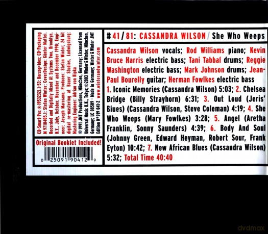 Wilson, Cassandra (R. Williams, K.B. Harris, T. Tabbal, R. Washington, M. Johnson, J-P. Bourelly, H. Fowlkes): She Who Weeps [CD]