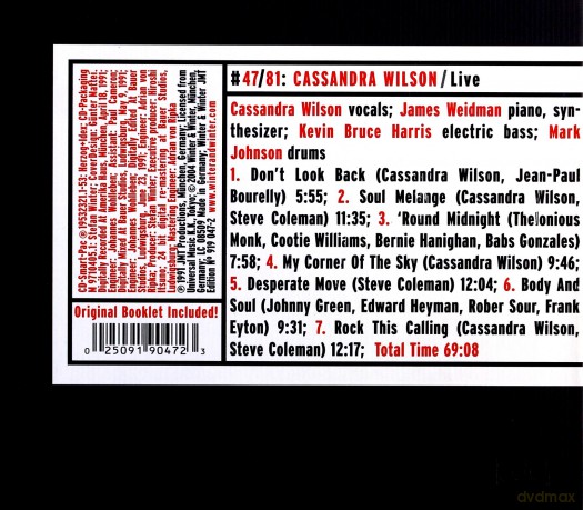Wilson, Cassandra (J. Weidman, K.B. Harris, M. Johnson): Live [CD]