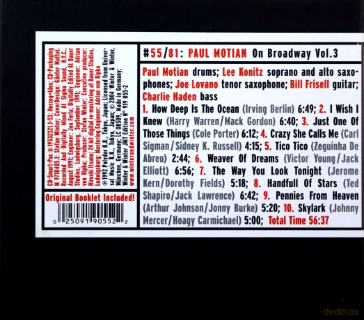Motian, Paul (J. Lovano, L. Konitz, B. Frisell, C. Haden): On Broadway vol. 3 [CD]