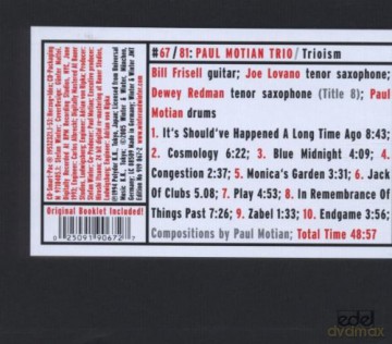 Motian, Paul Trio (J. Lovano, D. Redman, B. Frisell): Trioism [CD]