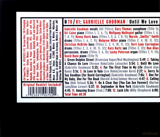 Goodman, Gabriele (G. Thomas, U. Caine, W. Muthspiel, K. Davis, M.S. Smith, M. Miller, C. McBride, T. Carrington, G. Bartz, D. Alias, L. Peterson, D. Bunn): Untill We Love (digipack) [CD]