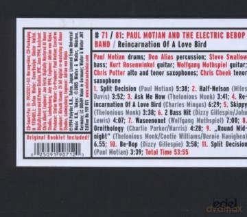 Motian, Paul & The Electric Bebop Band (C. Potter, C. Cheek, W. Muthspiel, K. Rosenwinkel, S. Swallow, D. Alias): Reincarnation of a Love Bird [CD]