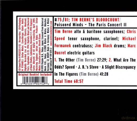Berne's Tim Bloodcount (M. Ducret, C. Speed, M. Formanek, J. Black): Poisoned Minds - The Paris Concert II [CD]