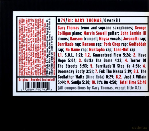 Thomas, Gary (G. Colligan, M. Sewell, J. Lamkin III, Ransom, Maysa, Jovanotti, Barrikade, Pork Chop, Godfaddah, Mustapha, No Name, Lean-Nut): Overkill [CD]