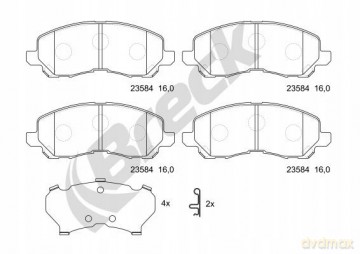 Zestaw klocków hamulcowych, hamulce tarczowe Breck 23584 00 701 00 Peugeot Chrysler Dodge Mitsubishi Jeep