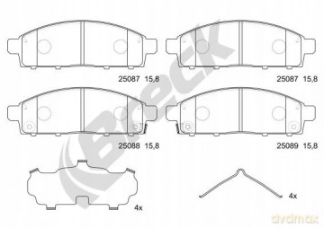 Zestaw klocków hamulcowych, hamulce tarczowe Breck 25087 00 701 00 Fiat Nissan Mitsubishi