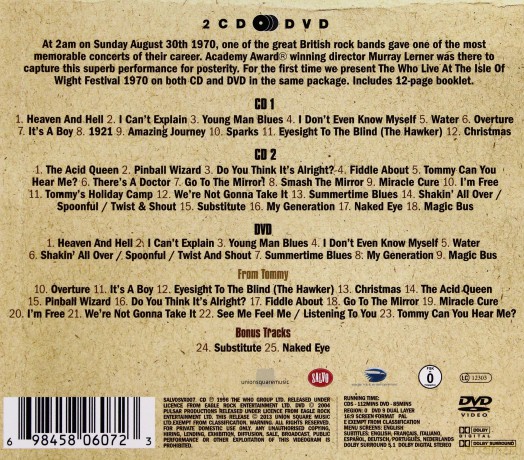 The Who: Live At The Isle Of Wight Festival 1970 (digipack) [2CD]+[DVD]