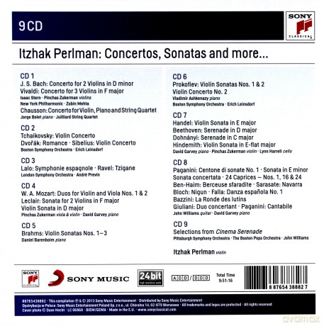 Itzhak Perlman: Itzhak Perlman Plays Concertos And Sonatas [9CD]