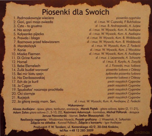 Alosza Awdiejew: Piosenki dla Swoich (digipack) [CD]