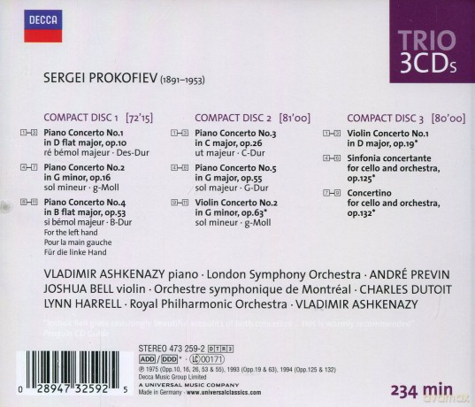 Joshua Bell: Prokofiev Violin Ctos [3CD]