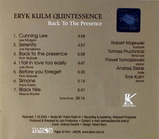 Eryk Kulm: Back To The Presence [CD]