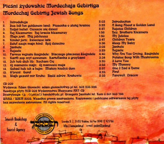 Irena Urbańska i Klezmerzy: Pieśni żydowskie Mord (digipack) [CD]