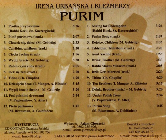 Irena Urbańska i Klezmerzy: Purim [CD]