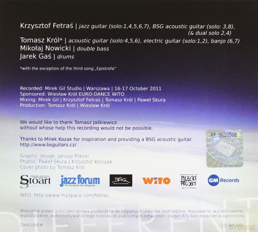 Krzysztof Fetraś Projekt: Different Guitar (digipack) [CD]