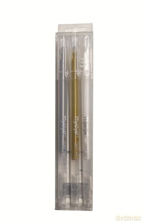Długopis żelowy 0,6mm zestaw 3 kolorów złoty, srebrny, biały