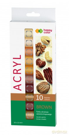 Farba akrylowa zestaw 12 ml x 10 kolorów odcienie brązowego