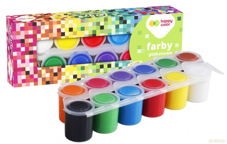 Farba plakatowa tempera 12 kolorów x 25 ml PIXI