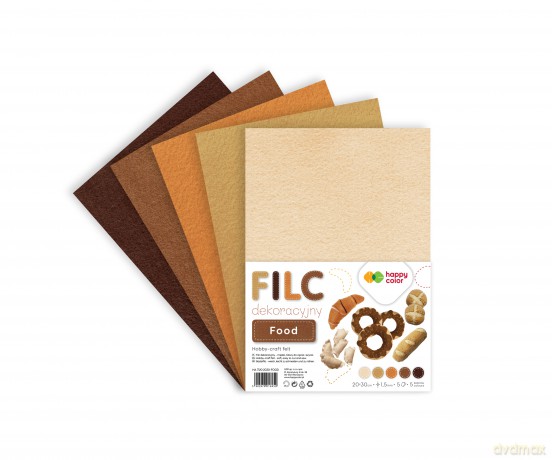 Filc dekoracyjny Food 20x30 cm 1,5 mm 5 arkuszy