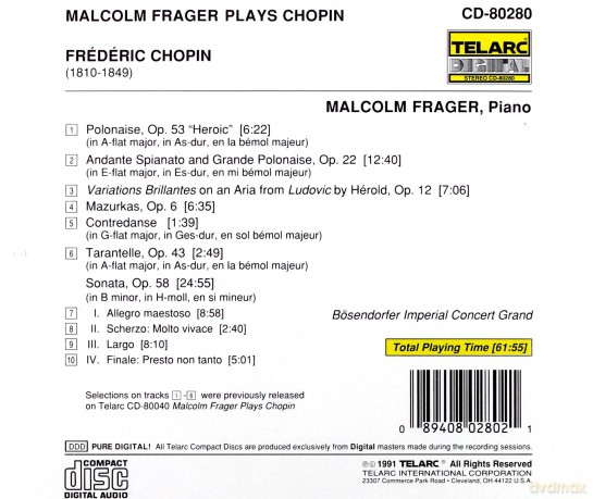 Malcolm Frager: Plays Chopin [CD]