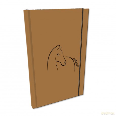 Notes A5 z gumką kratka soft touch koń beż BB230025
