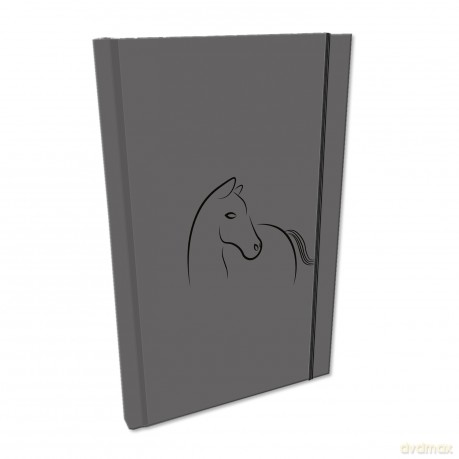 Notes A5 z gumką kratka soft touch koń szary BB230026