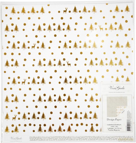 Papier ozdobny Deer and dots 30,5x30,5cm 180g 3 arkusze edycja limitowana