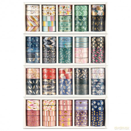 Taśma klejąca Washi Tape Gold display mix 25 sztuk