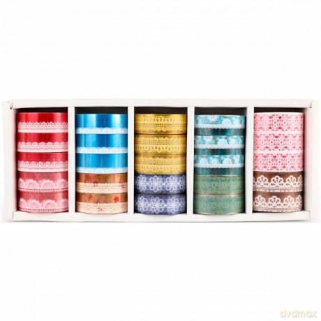 Taśma ozdobna Washi Pet Tape display mix 25 sztuk