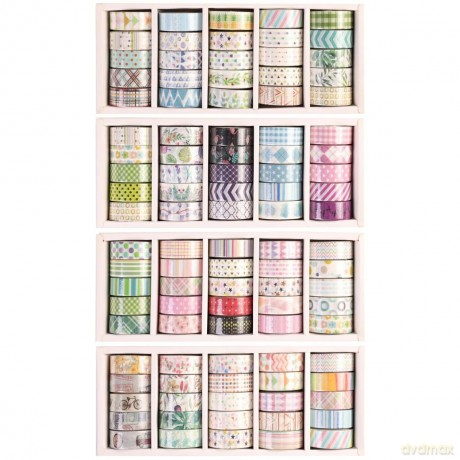 Taśma ozdobna Washi Tape klasyczna display mix 25 sztuk