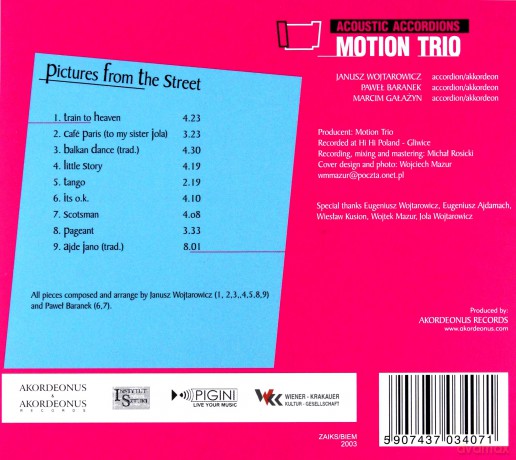 Motion Trio: Pictures From The Street (digipack) [CD]
