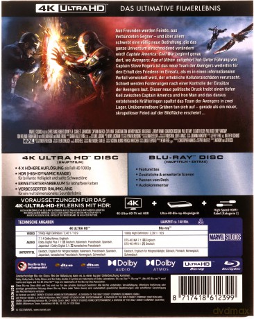 Captain America: Civil War (Kapitan Ameryka: Wojna Bohaterów) (steelbook) [Blu-Ray 4K]+[Blu-Ray]