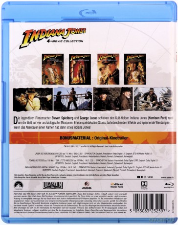 Indiana Jones Complete Collection (Poszukiwacze zaginionej Arki/Indiana Jones i Świątynia Zagłady/ Indiana Jones i ostatnia krucjata/ Indiana Jones i Królestwo Kryształowej Czaszki) [4xBlu-Ray]
